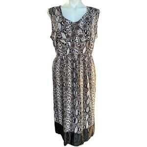 Speed Control NY Womens Dress 2X Sleeveless Snakeskin Print Ruffled Neckline